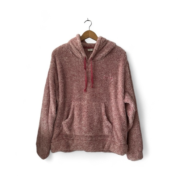 Hurley Tops - Hurley Cozy Pink Fleece Hoodie Kangaroo Pocket Sweater sz XL